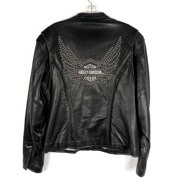 Harley-Davidson Jackets & Blazers - Harley Davidson Black Soft Leather Zip Front Studded Angel Wing Logo Jacket M